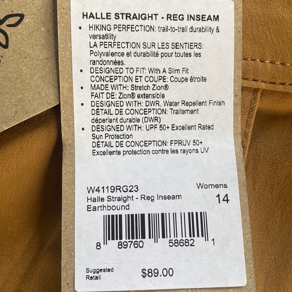 (A6) Prana Halle Straight Regular inseam Earthbound Hiking Pants - Size 14, NWT - Picture 12 of 15